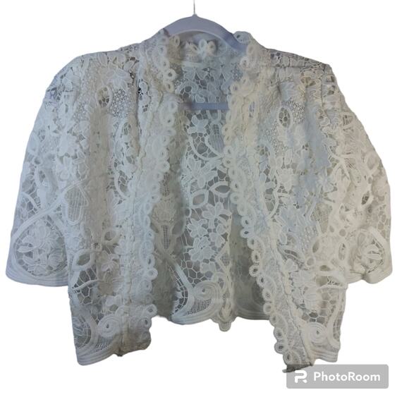 Asilio The Mind Fall Top White Lace Crop Topper Size 4 - Picture 3 of 11